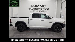 2024 RAM 1500 SLT WARLOCK CLASSIC BODY V6 BRIGHT WHITE 4K WALKAROUND 15465Z SOLD!