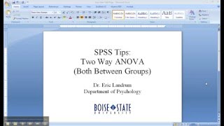 SPSS Two Way ANOVA (Both IVs Between Groups)