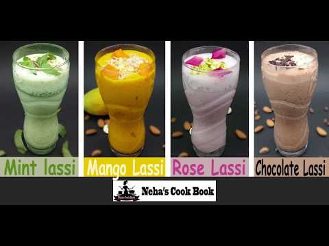lassi-recipes-|-4-flavoured-lassi-(mint,-mango,-rose,-chocolate)|-summer-special|-neha's-cook-book