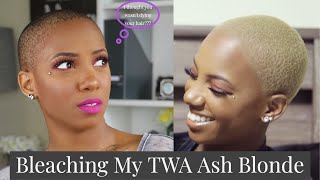 Bleaching My Hair Ash Blonde | Bleaching My TWA | Dying Natural Hair | Angelle's Life