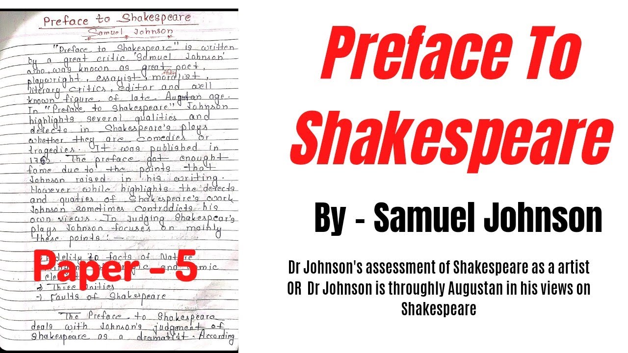 assignment on preface to shakespeare
