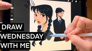 DRAW WITH ME: Wednesday Addams! Watch me draw + color a couple Wednesday sketches!