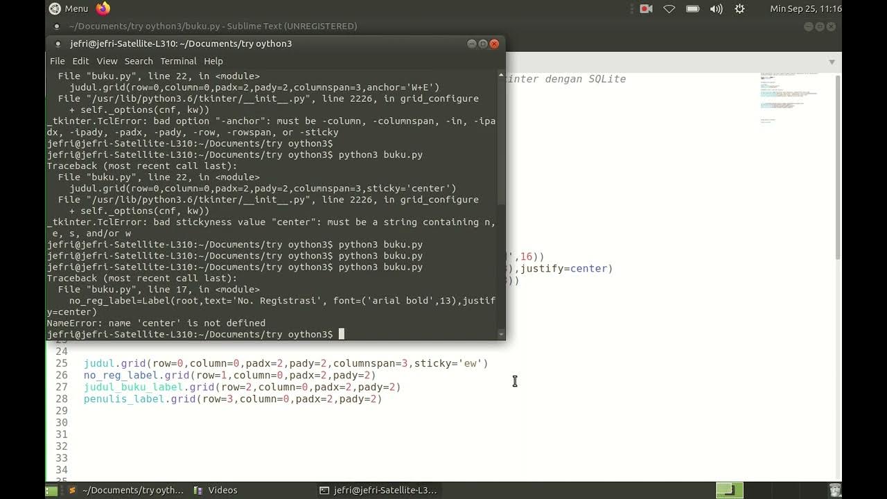 20220926 - CRUD inventory buku python tkinter sqlite membuat GUI part 1 ...