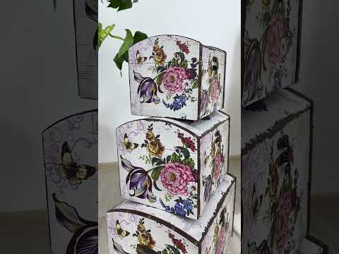 Набір 3х прямокутних скринь з екошкіри Прованс 40*28*28 см Гранд Презент SH31140, видео 1