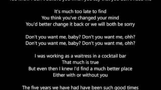 The Human League - Don&#39;t You Want Me - Lyrics Scrolling