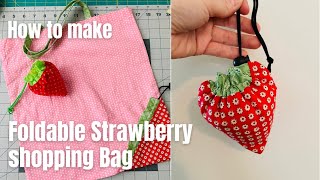 How to make Foldable Strawberry eco shopping Bag DIY 접는 딸기마켓백 만들기 에코백