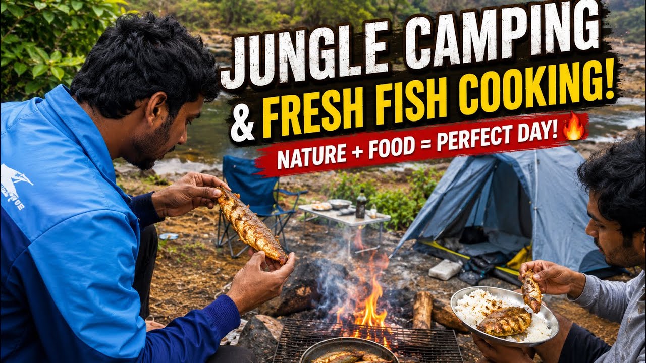 24 Hours Jungle Camping | Catch & Cook Fresh Fish in the Wild! - YouTube
