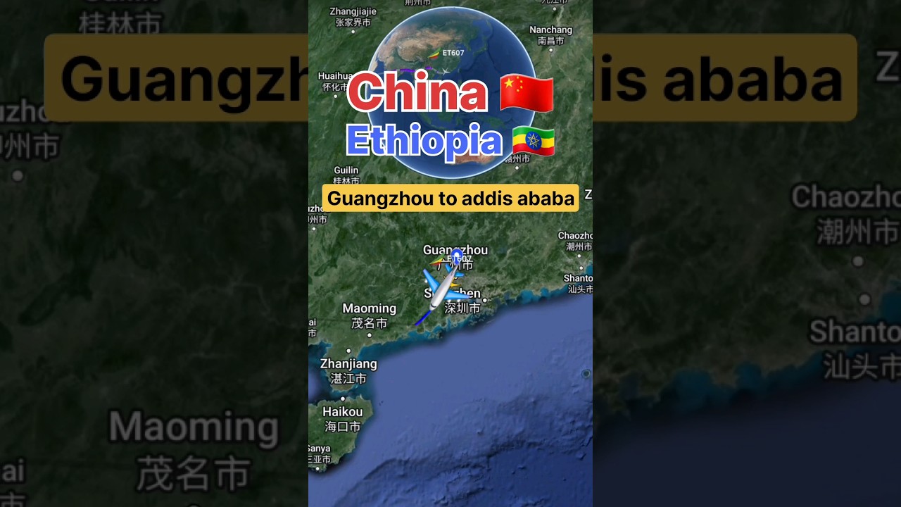China to Ethiopia flight Route #airplane #train #brisbaneairport #flightpath #googleearth #airtravel
