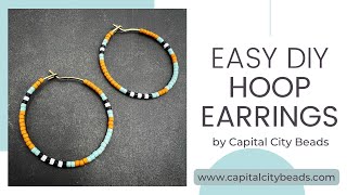 DIY Miyuki Delica beaded hoop earrings, jewelry making tutorial by CapitalCityBeads