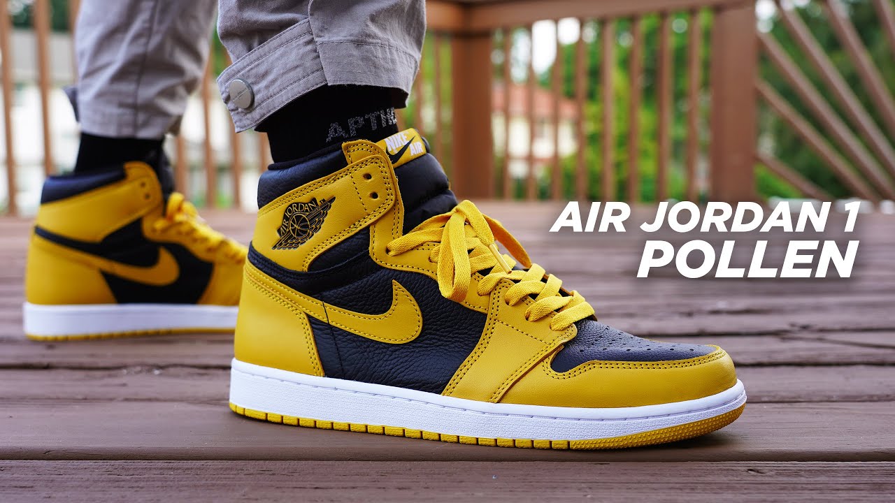 black and yellow air jordan 1 high top