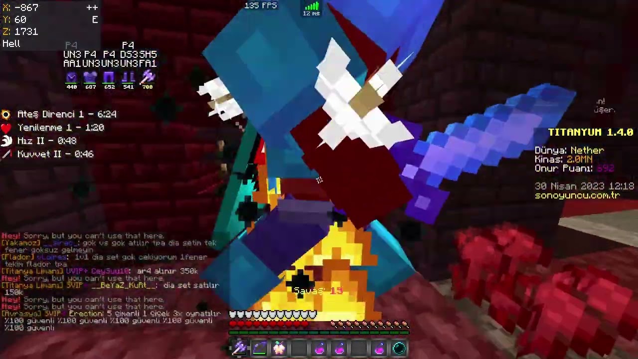 (Sonoyuncu Titanyum) Nether PvP 14 + 1v1 Bozmalar