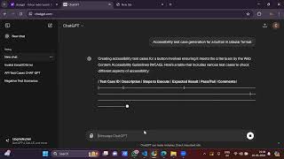 Accessibility test case generation for a button in tabular format using CHATGPT screenshot 5