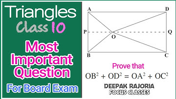 Triangles, Class 10,  O is any point inside a rectangle ABCD. Prove that OB2 + OD2= OC2 + OA2