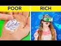 RICH vs. BROKE STUDENTS CHALLENGE | Amazing DIY Crafts! Funny Students Situations by 123 GO! Genius