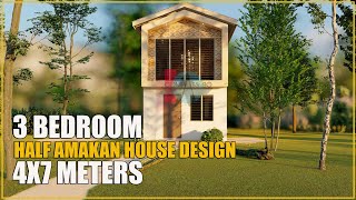 4X7 METERS 3 BEDROOM HALF AMAKAN HOUSE DESIGN