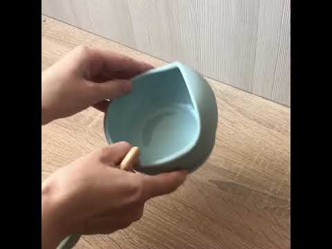 Набор детской силиконовой посуды “Первый прикорм” на присоске голубой