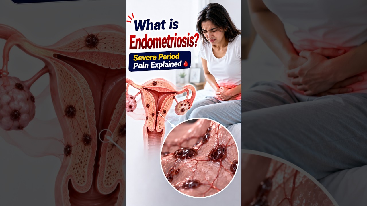 What is Endometriosis? 🩸 | Severe Period Pain Explained (3D Animation) #shorts