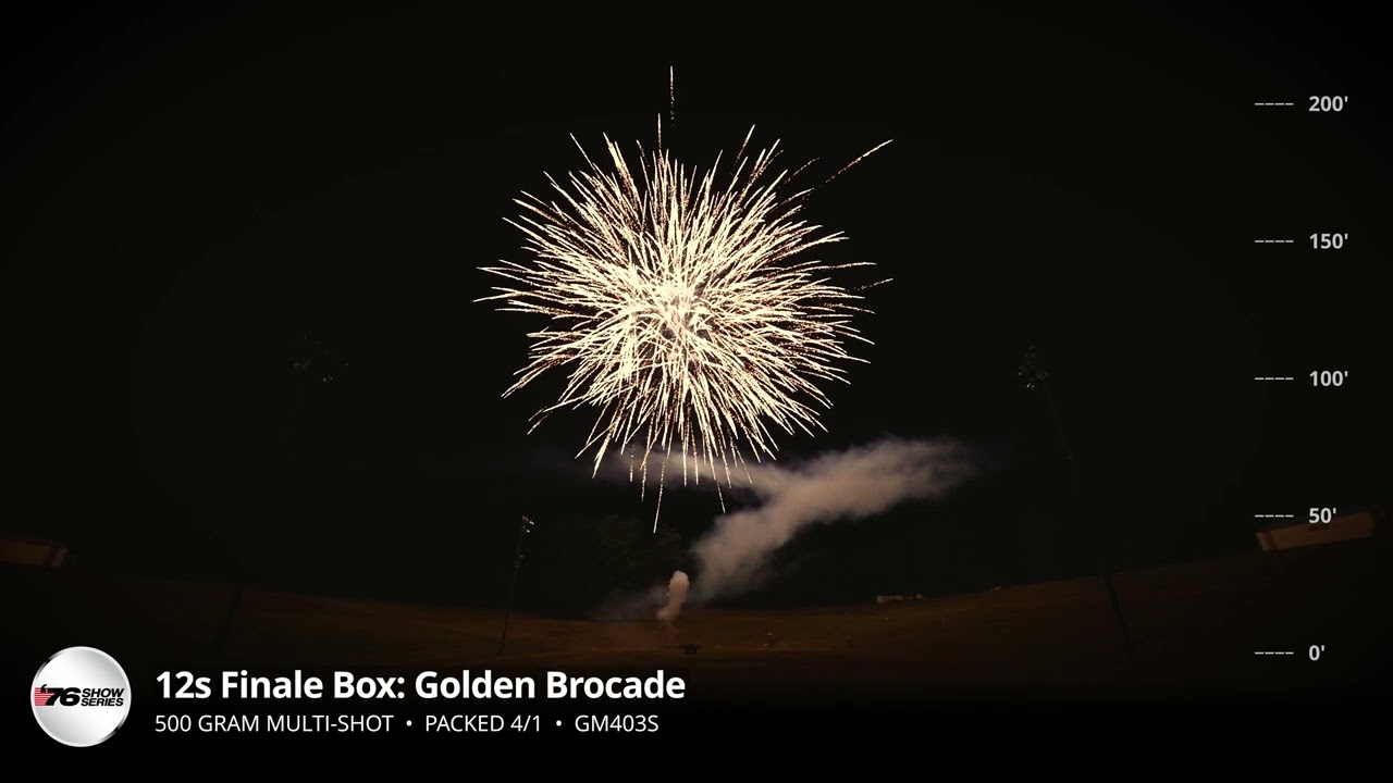 GM403S 12s Finale Box Golden Brocade - 500 Gram Multi-Shot - ’76 Show Series 2025