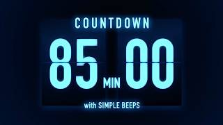 85 Minute Countdown Timer 🔵 Flip Clock with Simple Beeps