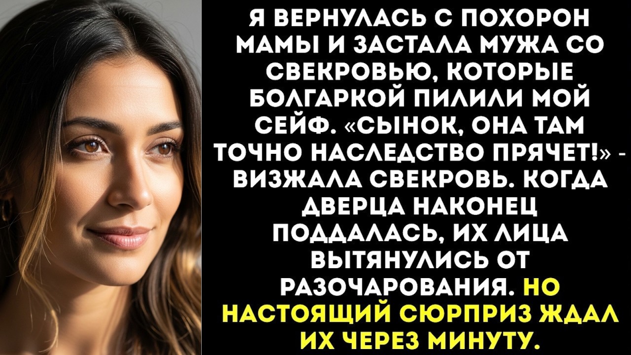 «Сынок, она наследство прячет!» — свекровь с мужем вскрыли болгаркой мой сейф в день похорон мамы...