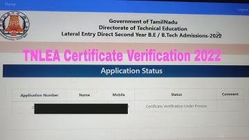 TNLEA Lateral Entry Counselling Certificate Verify Status Under Process/Verified