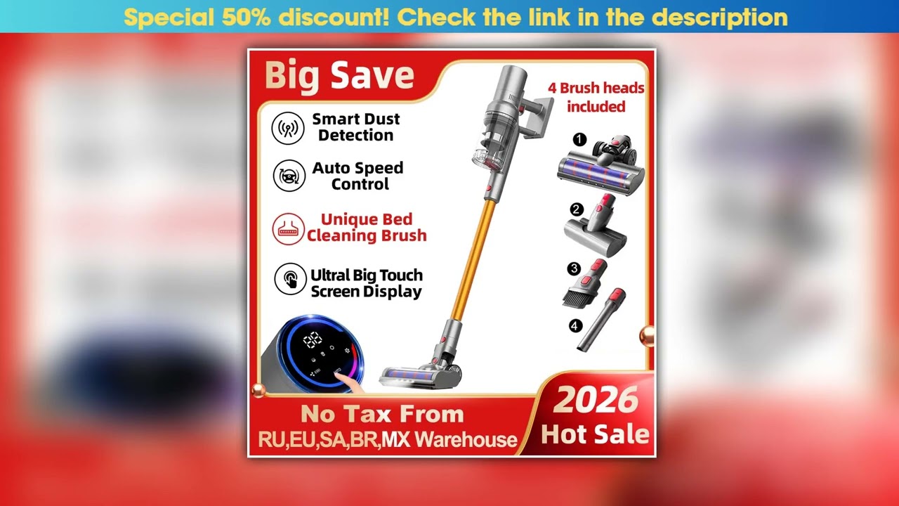 ABIR VC205 Cordless Handheld Vacuum Cleaner27000PATouch ScreenSmart Dust SensorAuto Speed Control