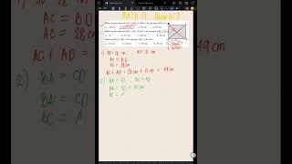 Math 9 - Quarter 3: Rectangle and Diagonal Problems