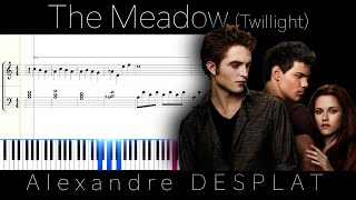 The Meadow (Twillight - New Moon) - A. DESPLAT : Piano Tutorial with scrolling sheet music