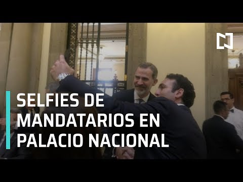 Mandatarios se toman fotografías durante comida en Palacio Nacional - Transición 2018