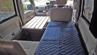 【エブリイワゴンで車中泊】ベッドの幅を半分にしました  自動膨張エアーマット