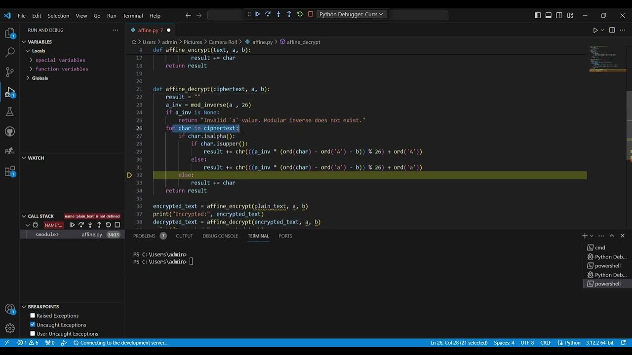 IMPLEMENTING AFFINE CIPHER TO ENCRYPT AND DECRYPT TEXT USING PYTHON ...