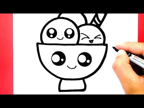 How to draw a cute Ice cream bowl, Draw cute things - YouTube