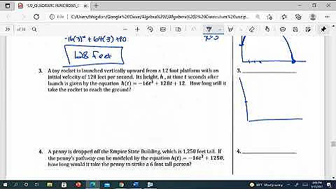 U2C6L2: QUADRATICS - PROJECTILE MOTION