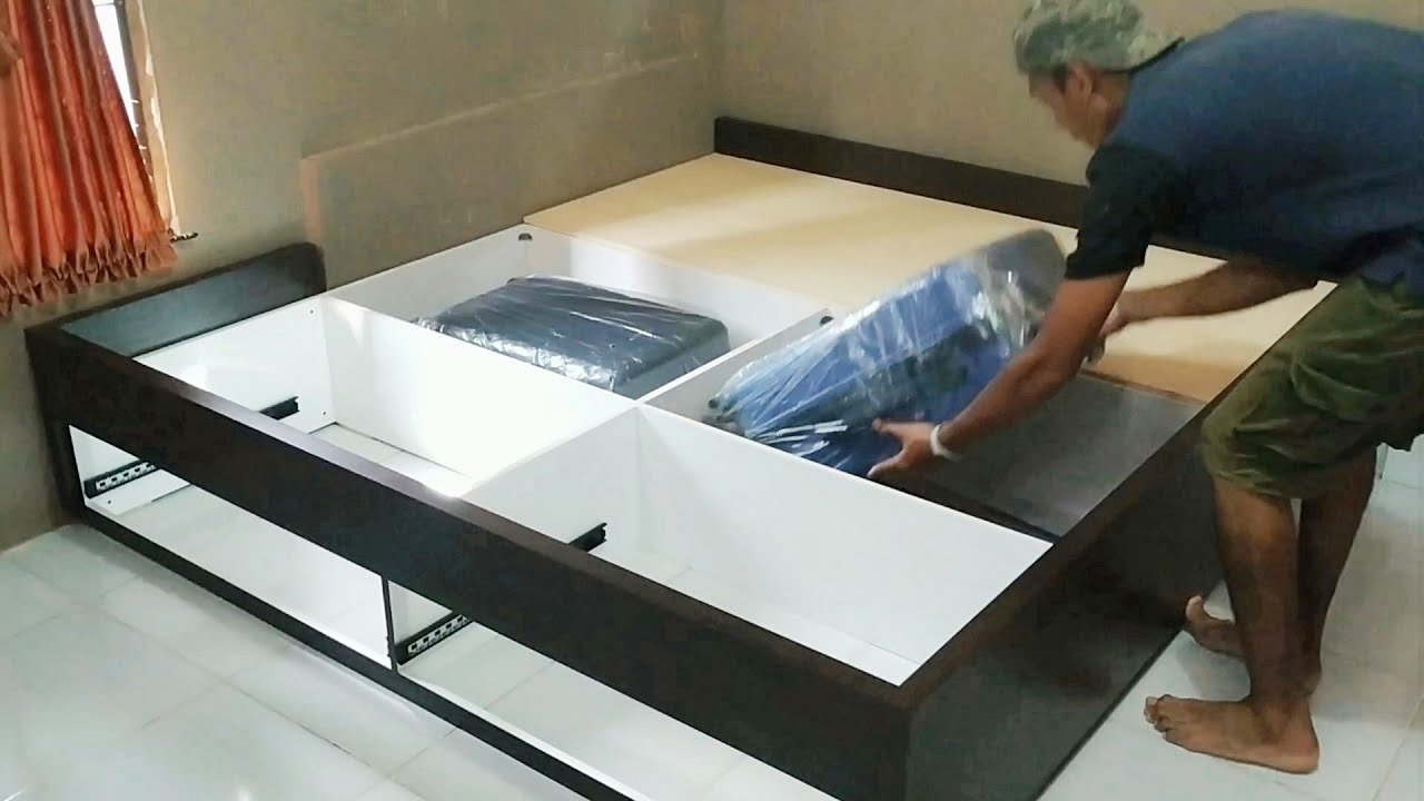 Tempat Tidur Sudut dengan Laci dan Tempat Penyimpanan