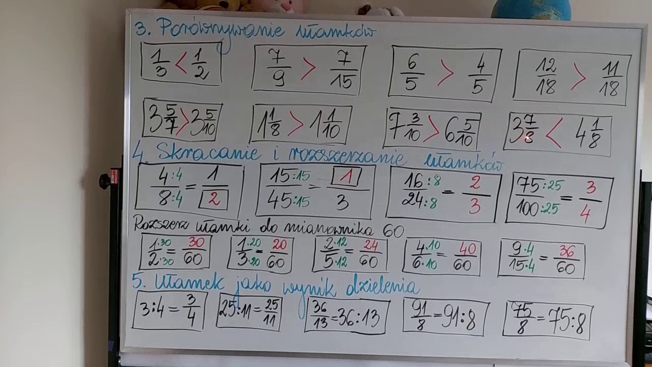 Ułamki Zwykłe Powtórzenie Wiadomości Klasa 4