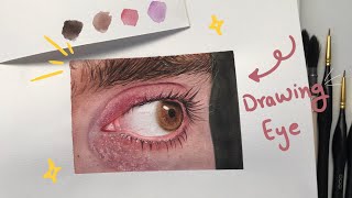 رسم عين بالألوان المائية |Draw realistic eye