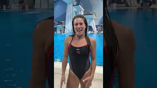 Mia Vallée is getting ready to dive at the 2023 Summer National Diving Championships in Toronto