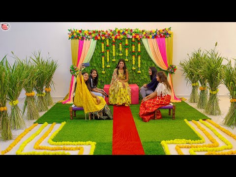 Haldi ceremony Decoration - Yellow Green Theme - Wedding makeover #wedding #party #decor