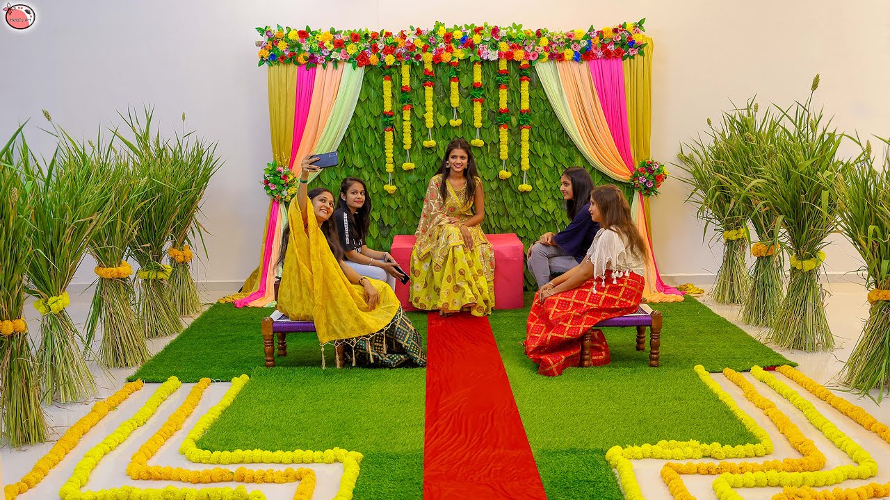 Haldi ceremony Decoration - Yellow Green Theme - Wedding makeover ...