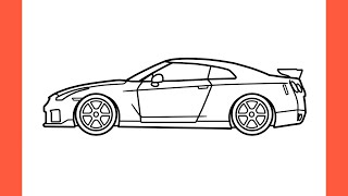 How to draw a NISSAN GT-R R35 2009 easy / drawing nissan gtr nismo 2017 car step by step