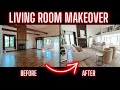 Extreme living room makeover start to finish  hot mess lake house renovation