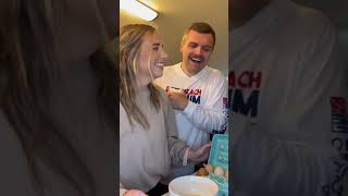 The look on his face is priceless🤭🙄 #shelbanddyl #husbandreacts #egg #prank #trend #couples #relat
