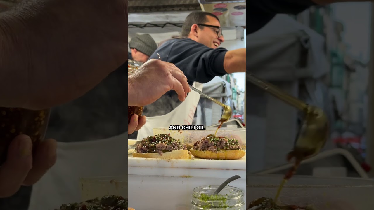 Trying Lampradetto in Florence Italy- beef from the fourth cows stomach!