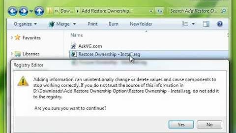 Add Restore Ownership to TrustedInstaller Option in Files/Folders Context Menu