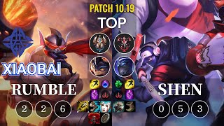 ES Xiaobai Rumble vs Shen Top - KR Patch 10.19