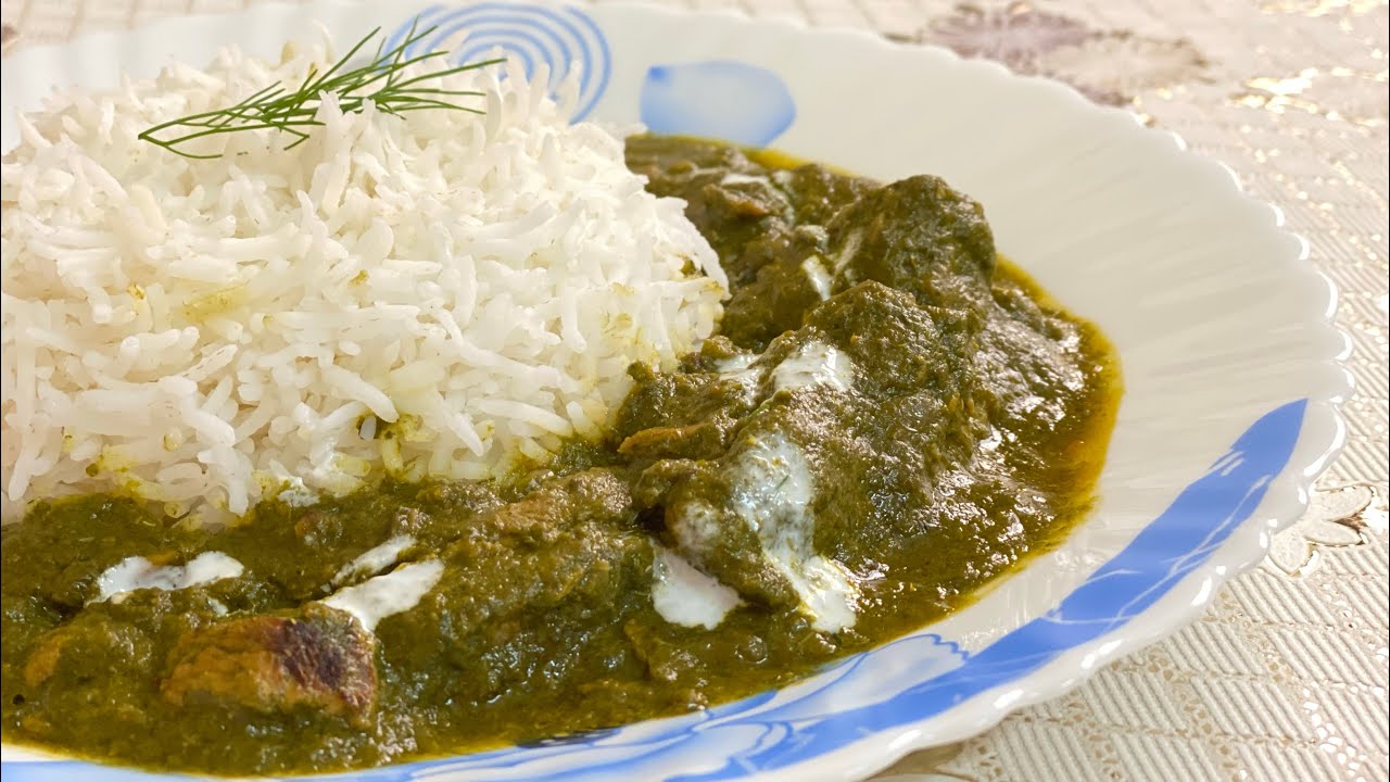 سبانخ باللحمه على الطريقه الهنديه اللذيذه Spinach with meat delicious Indian style