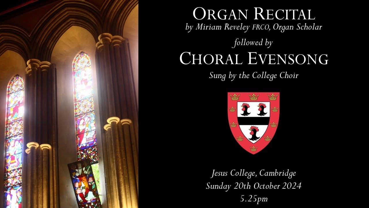 Organ Recital and Choral Evensong – 20/10/24 - YouTube