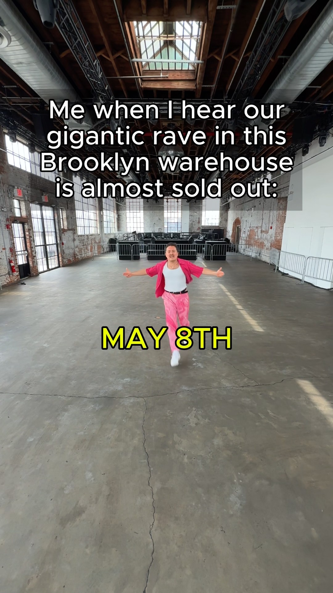 Me when I hear our gigantic rave in this Brooklyn warehouse is