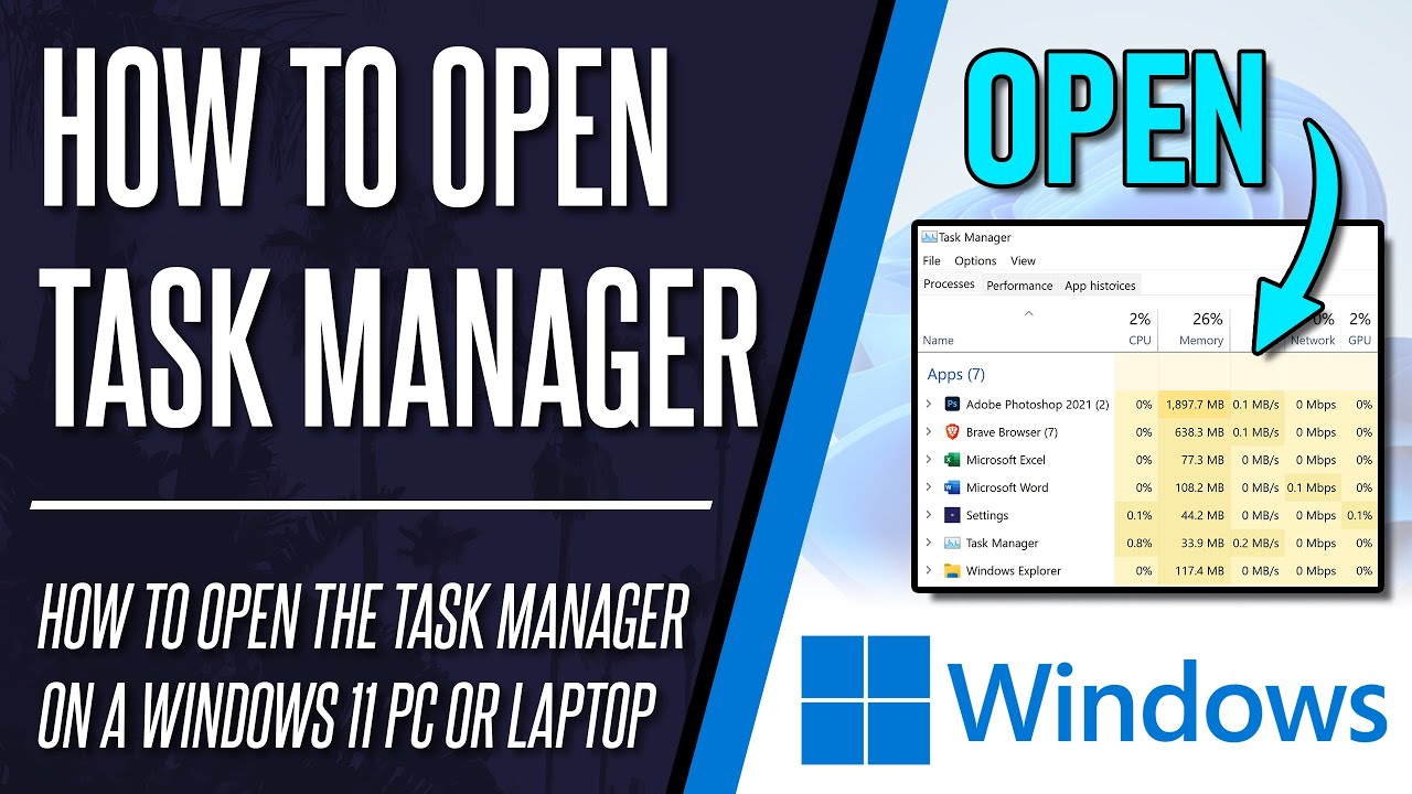 How to Open Task Manager on Windows 11 PC or Laptop - YouTube