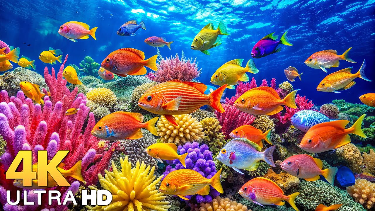 Underwater Wonders 4K - Relaxing Ocean Aquarium Video with Colorful Coral Reefs & Sea Animals